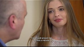 Tricky Old Teacher - Sexy babe gives her old teacher a fantastic blowjob