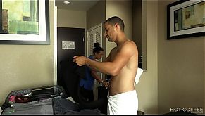 ROOM SERVICE! Slutty Latina maid Jolla fucks hotel guest and makes a mess in the room.