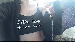 Cute hot blonde webcam slut FLASHES her small TITS on the PUBLIC bus