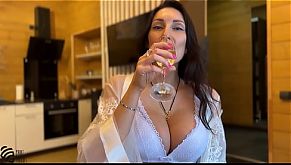 Mom seduces step-son in the kitchen. 12 min