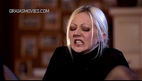 Girl pussy stuffed with a painful device